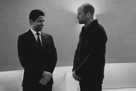 NASSER AL-KHELAÏFI WELCOMES PRINCE WILLIAM AT PSG VS ASTON VILLA CHAMPIONS LEAGUE CLASH