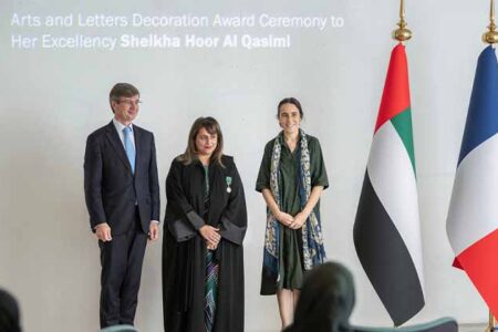 Hoor Al Qasimi recognised as Officer of the Order of Arts and Letters by the Embassy of France in the UAE