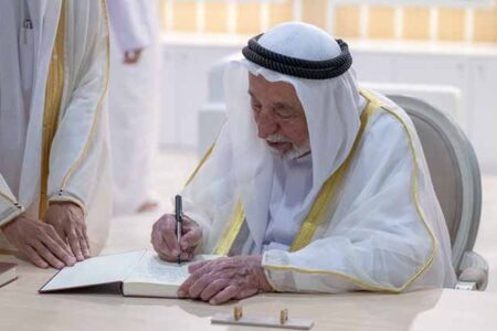 Sharjah Ruler visits Muscat International Book Fair and signs his latest work: The Portuguese in the Sea of Oman: Annals of History 1497 CE – 1757 CE